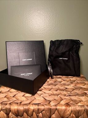 Saint Laurent Silver Logo Engraved Bangle